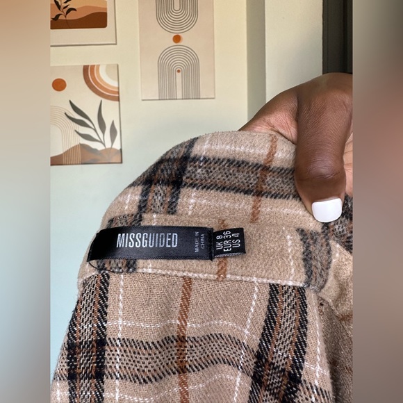 Sarah Ashcroft x Missguided Brown Oversized Check Print Women’s Shacket (US 4) - Picture 8 of 8